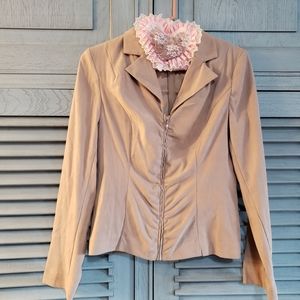 🤎Cato Women's Jacket, size 8, khaki, zipper and ruched front gently worn🤎